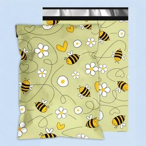 10x13 20 Bee and Flower Green Polymailers
